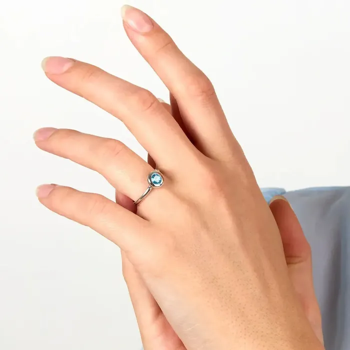 Morellato Rings Womens silver ring with rhodium plating and blue topaz Morellato Eternal Treasures