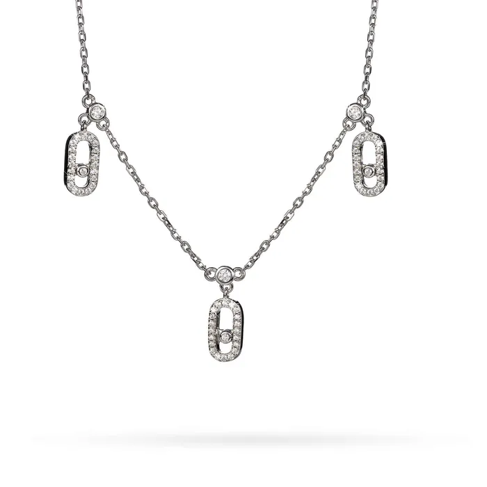 Necklace Senso Silver womens necklace made of 925 silver with rhodium plating and 5 pendants with zirconia Senso Silver Necklaces