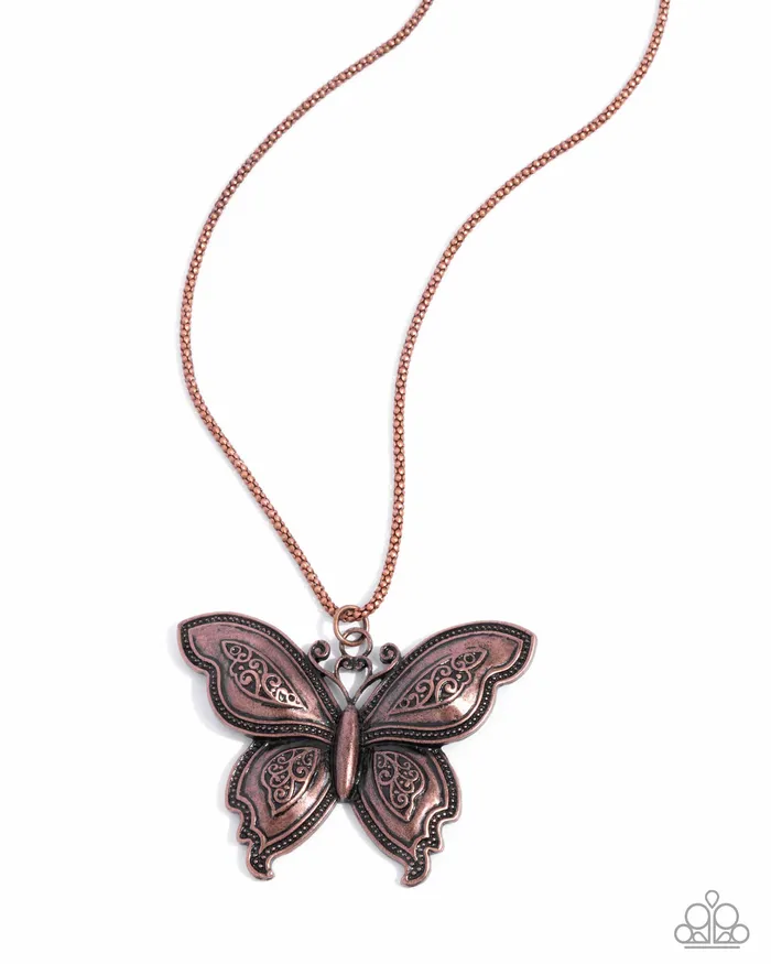Necklaces Aerial Attraction Copper Butterfly Necklace Jewelry by Bretta Paparazzi Accessories