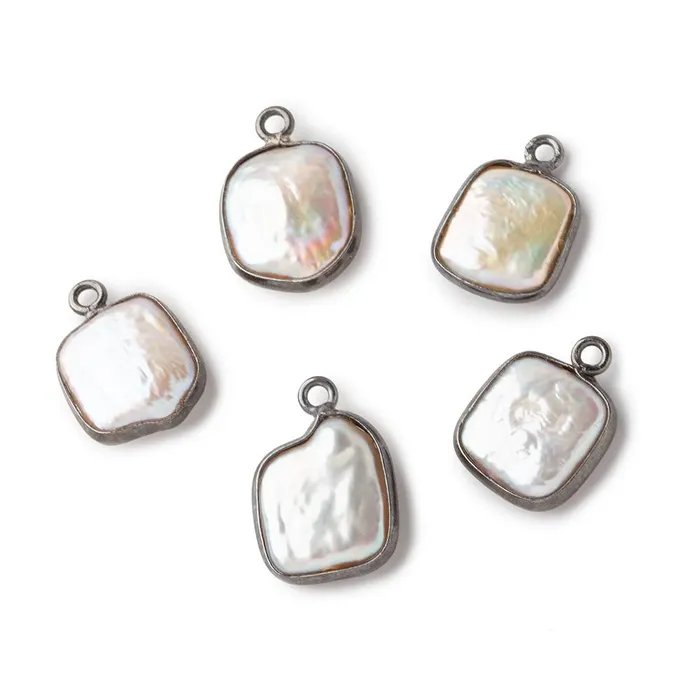 Necklaces Beadsofcambaycom 11mm Black Gold Bezel Off White Square Pearl Pendant 1 piece Necklaces Beadsofcambaycom 11mm Black Gold Bezel Off White Square Pearl Pendant 1 piece