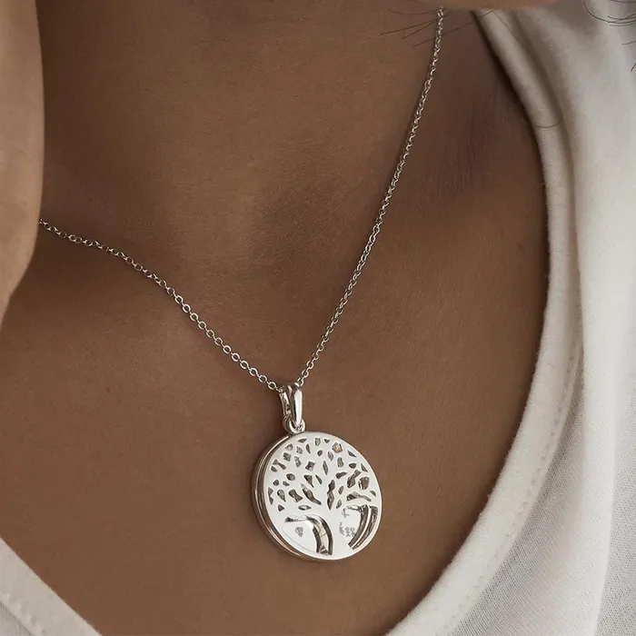 Necklaces EverWith EverWith Engraved Tree of Life Discreet Messaging Drawing Pendant Necklaces EverWith EverWith Engraved Tree of Life Discreet Messaging Drawing Pendant