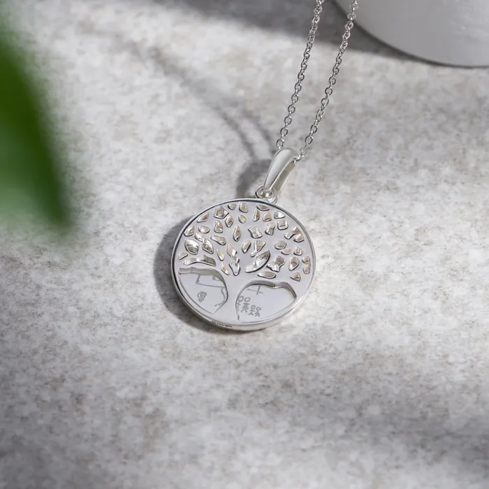 Necklaces EverWith EverWith Engraved Tree of Life Discreet Messaging Drawing Pendant