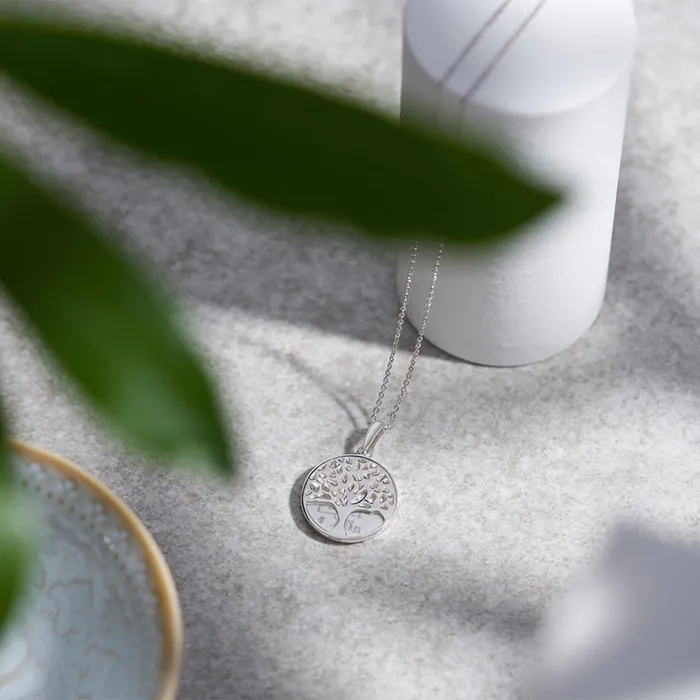 Necklaces EverWith EverWith Engraved Tree of Life Discreet Messaging Drawing Pendant