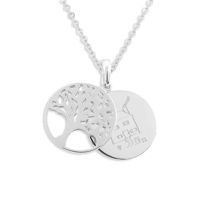 Necklaces EverWith EverWith Engraved Tree of Life Discreet Messaging Drawing Pendant