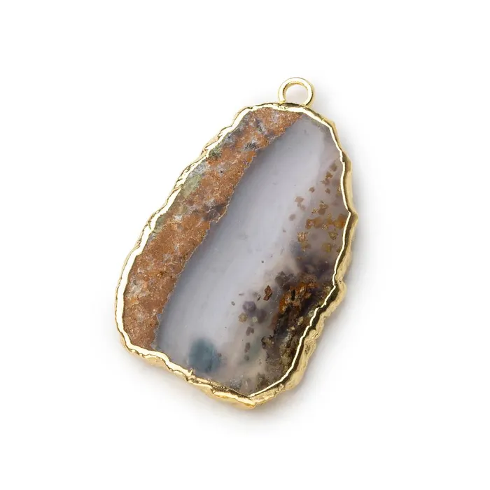 Necklaces Gold Leafed Blue Chalcedony Matrix plain slice Pendant 1 focal bead 27x18mm Beadsofcambaycom Necklaces Gold Leafed Blue Chalcedony Matrix plain slice Pendant 1 focal bead 27x18mm Beadsofcambaycom