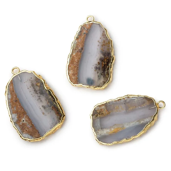 Necklaces Gold Leafed Blue Chalcedony Matrix plain slice Pendant 1 focal bead 27x18mm Beadsofcambaycom Necklaces Gold Leafed Blue Chalcedony Matrix plain slice Pendant 1 focal bead 27x18mm Beadsofcambaycom