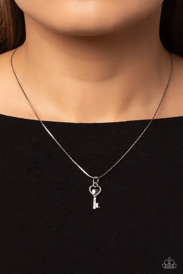 Necklaces LOVELocked White Necklace Jewelry by Bretta Paparazzi Accessories