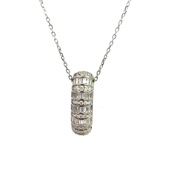 Necklaces Senso Silver Womens silver necklace Senso Silver with a cylindrical pendant and zirconia