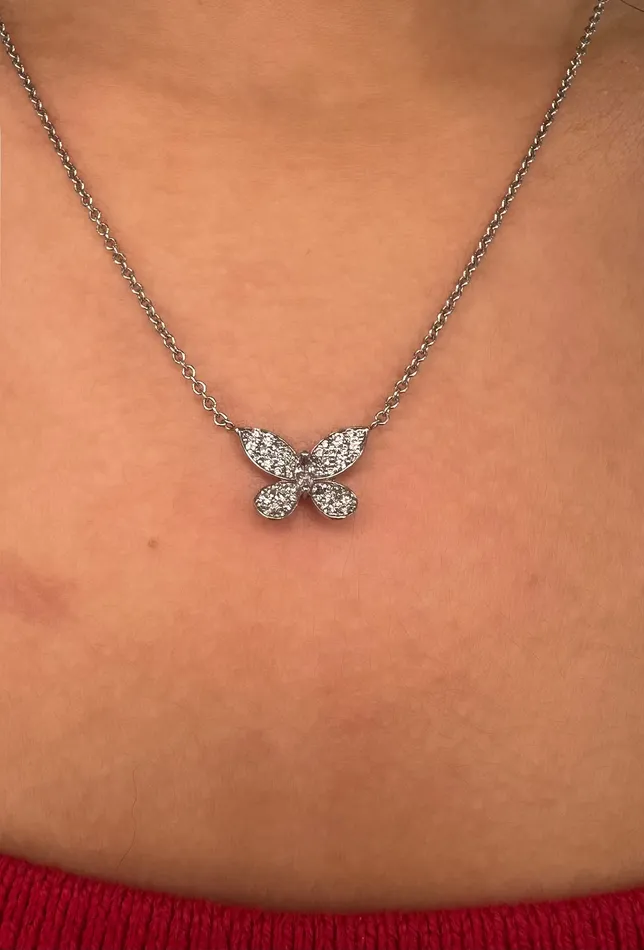 Necklaces YaninaCo Jewelry White Gold Butterfly Necklace