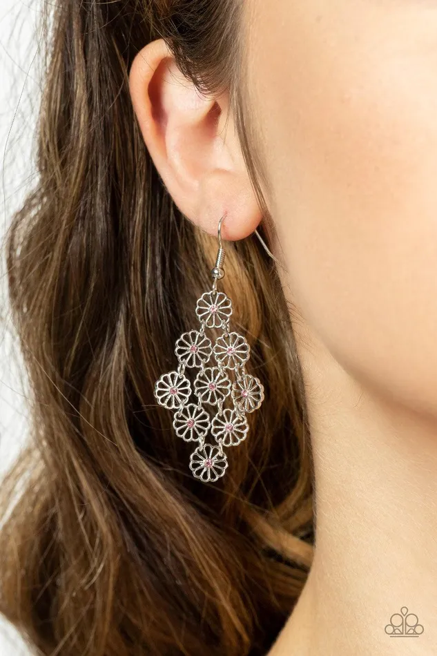 Paparazzi Accessories Bustling Blooms Pink Earrings Jewelry by Bretta Earrings