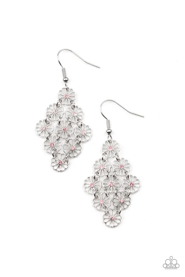 Paparazzi Accessories Bustling Blooms Pink Earrings Jewelry by Bretta Earrings