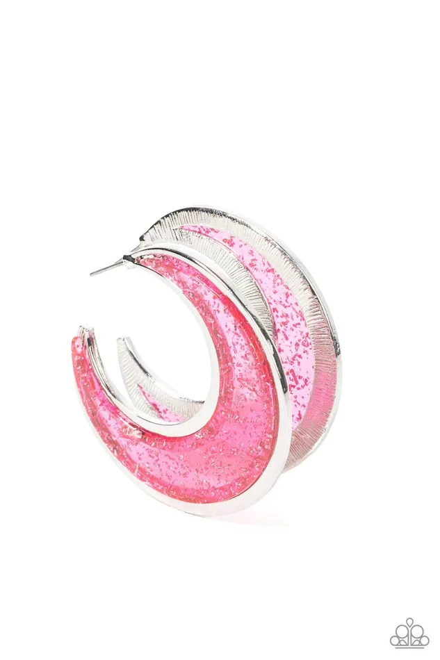 Paparazzi Accessories Charismatically Curvy Pink Earrings Jewelry by Bretta Earrings
