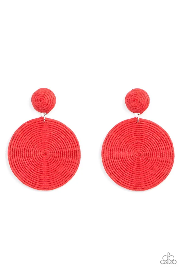 Paparazzi Accessories Earrings Circulate The Room Red Earrings Jewelry by Bretta