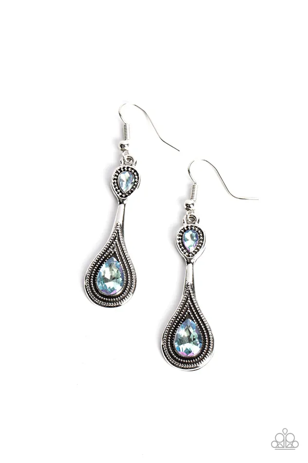 Paparazzi Accessories Earrings Dazzling Droplets Blue Earrings Jewelry by Bretta