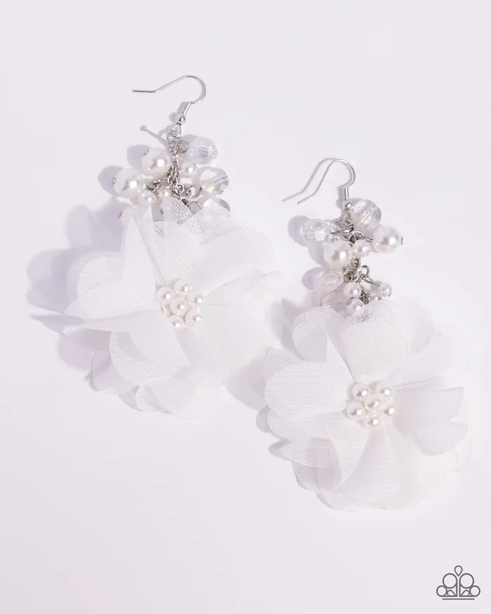 Paparazzi Accessories Earrings Fashionable Flower Girl White Earrings Jewelry by Bretta