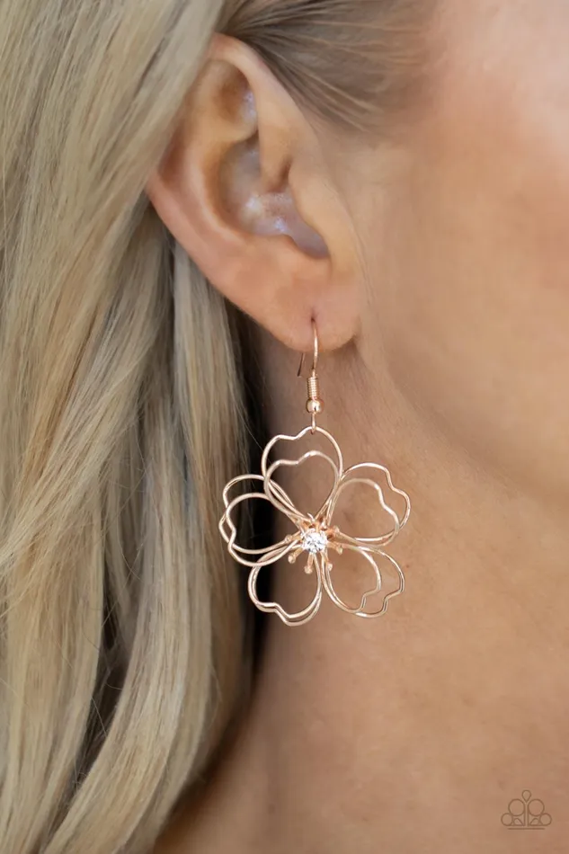 Paparazzi Accessories Earrings Petal Power Rose Gold Earrings Jewelry by Bretta