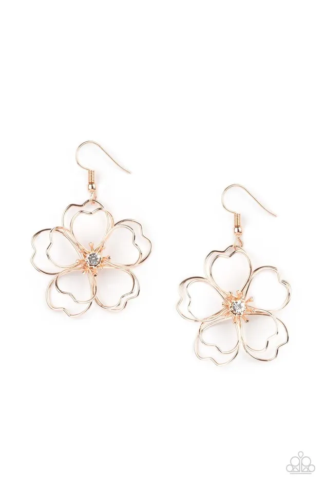 Paparazzi Accessories Earrings Petal Power Rose Gold Earrings Jewelry by Bretta