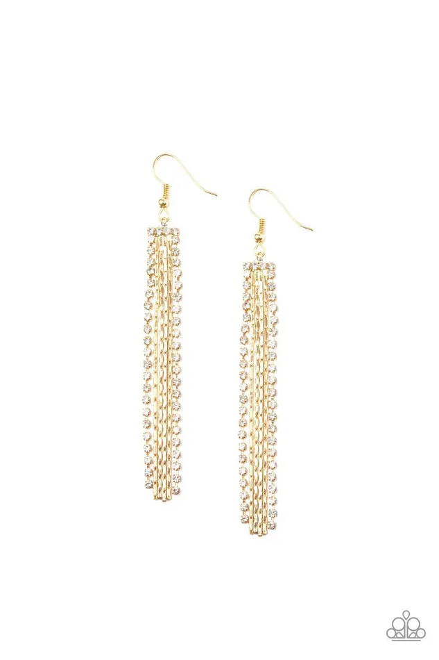 Paparazzi Accessories Earrings Starlit Tassels Gold EarringsJewelry By Bretta