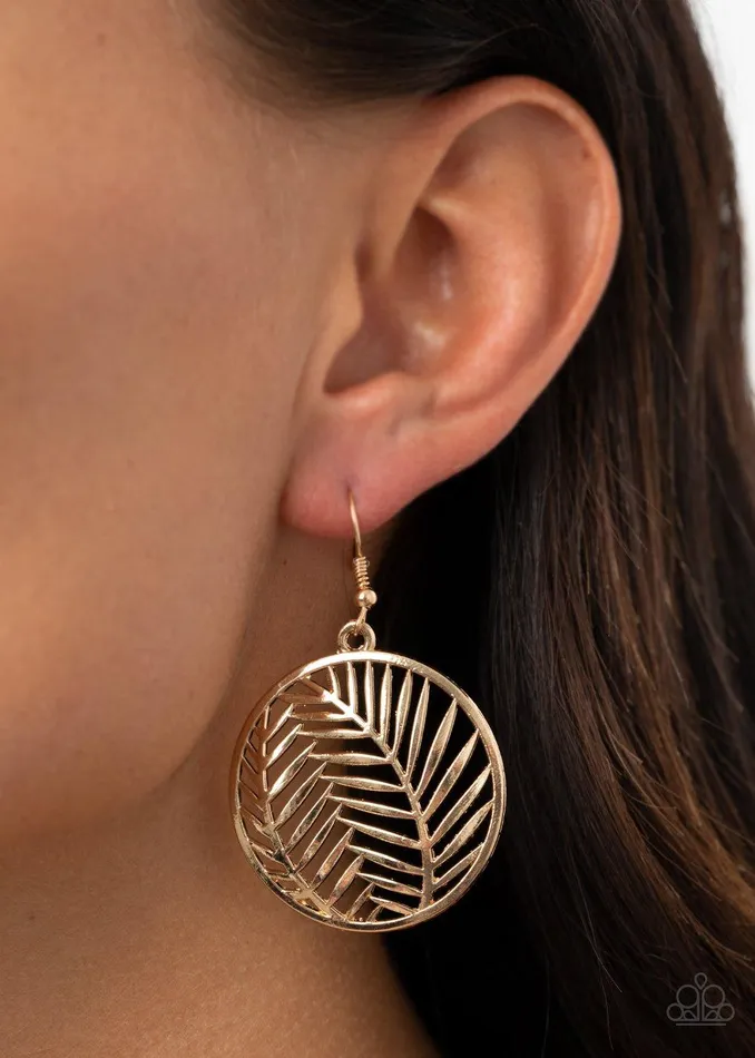 Paparazzi Accessories Palm Perfection Gold Earrings Jewelry by Bretta Earrings