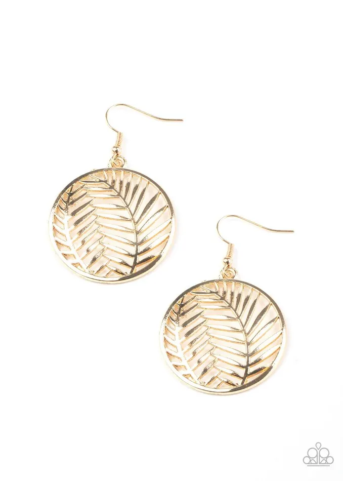 Paparazzi Accessories Palm Perfection Gold Earrings Jewelry by Bretta Earrings