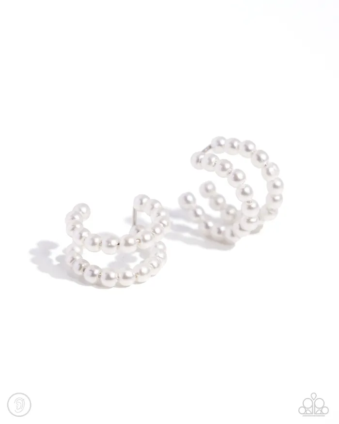 Paparazzi Accessories PEARLS Just Want to Have Fun White Ear Cuffs Jewelry by Bretta Earrings