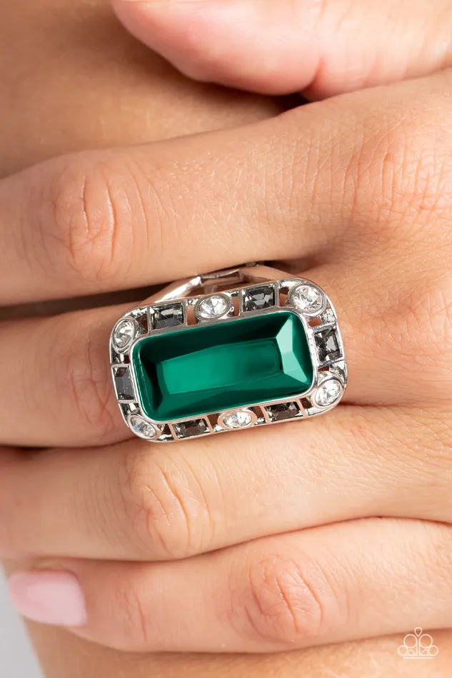 Radiant Rhinestones Green Ring Jewelry by Bretta Paparazzi Accessories Rings