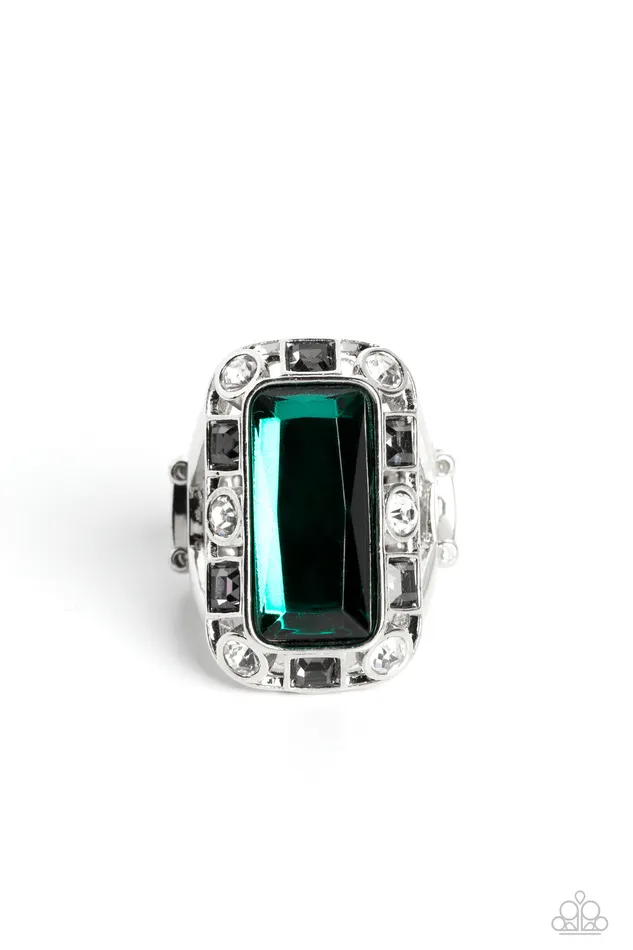 Radiant Rhinestones Green Ring Jewelry by Bretta Paparazzi Accessories Rings