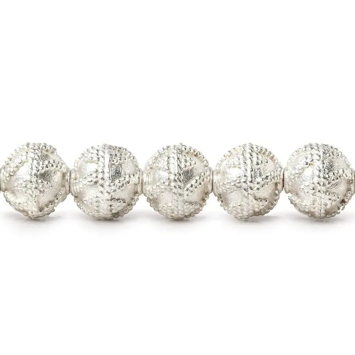 Rings 8mm Sterling Silver plated Copper Miligrain Round Bead 8 inch 27 beads Beadsofcambaycom Rings 8mm Sterling Silver plated Copper Miligrain Round Bead 8 inch 27 beads Beadsofcambaycom
