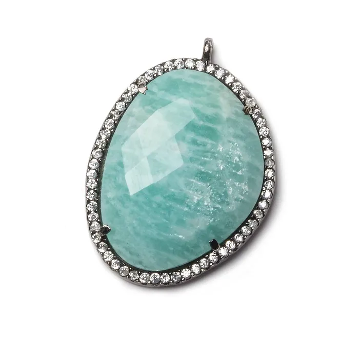 Rings Beadsofcambaycom 28x22mm Black Gold Bezeled White CZ and Amazonite Nugget 1 ring pendant 1 piece Rings Beadsofcambaycom 28x22mm Black Gold Bezeled White CZ and Amazonite Nugget 1 ring pendant 1 piece