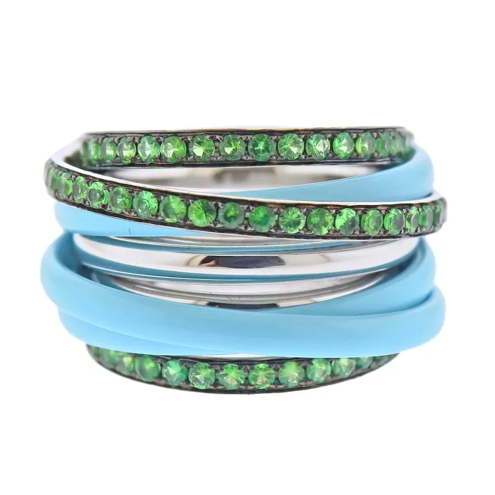Rings De Grisogono De Grisogono Allegra White Gold Ceramic Tsavorite Ring 53 Rings De Grisogono De Grisogono Allegra White Gold Ceramic Tsavorite Ring 53