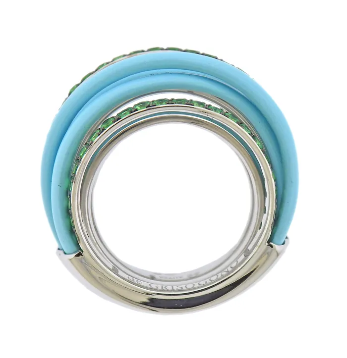 Rings De Grisogono De Grisogono Allegra White Gold Ceramic Tsavorite Ring 53