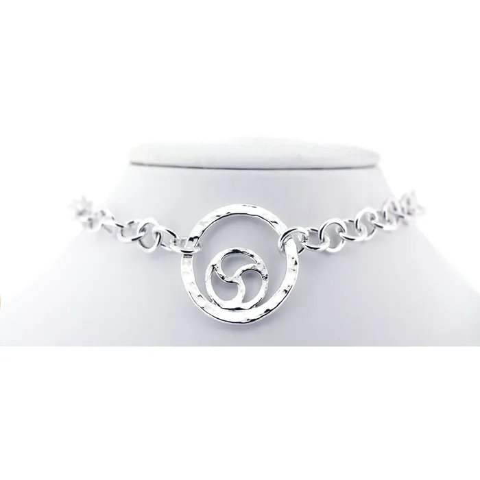 Rings Erosmoon Handmade Sterling Silver Day Collar with Hammered O Ring and Triskele Design Elegant and Discreet for Any Occasion