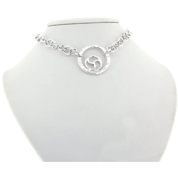 Rings Erosmoon Handmade Sterling Silver Day Collar with Hammered O Ring and Triskele Design Elegant and Discreet for Any Occasion