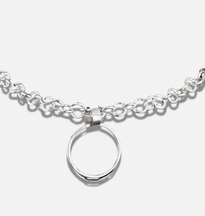 Rings Erosmoon Sterling silver heavy chain collar choker necklace with silver O Ring Made to order Rings Erosmoon Sterling silver heavy chain collar choker necklace with silver O Ring Made to order