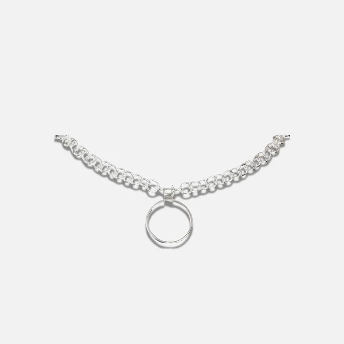 Rings Erosmoon Sterling silver heavy chain collar choker necklace with silver O Ring Made to order