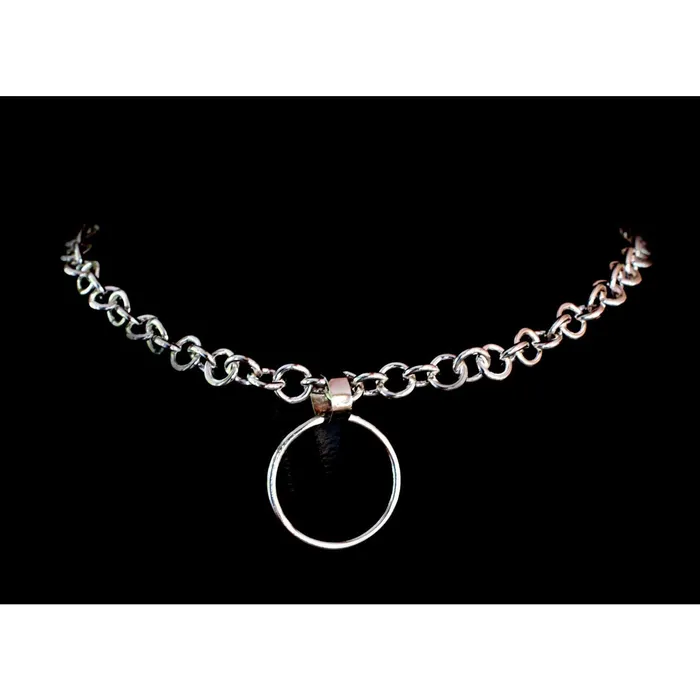 Rings Erosmoon Sterling silver heavy chain collar choker necklace with silver O Ring Made to order