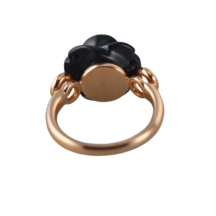 Rings Mimi Milano Mimi Milano Grace Diamond Onyx Rose Flower 18k Gold Ring