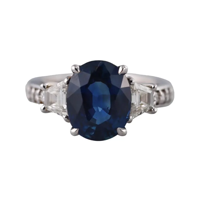 Rings Not Signed 435ct Sapphire Diamond Gold Ring