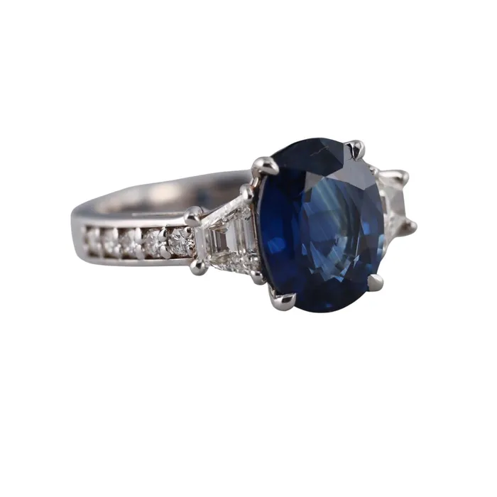 Rings Not Signed 435ct Sapphire Diamond Gold Ring