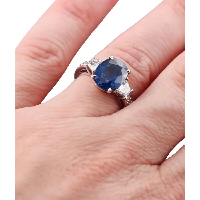 Rings Not Signed 435ct Sapphire Diamond Gold Ring