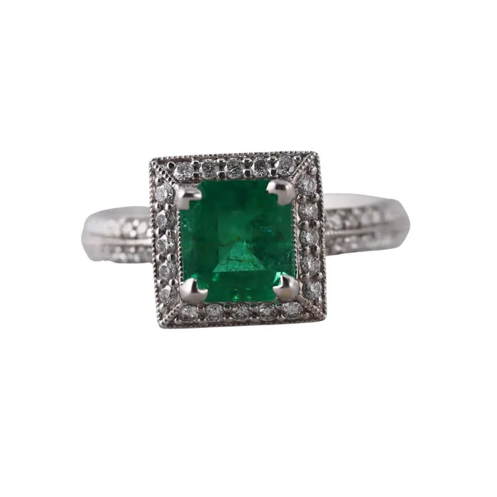 Rings Yael Yael 133ct Emerald Diamond Gold Ring