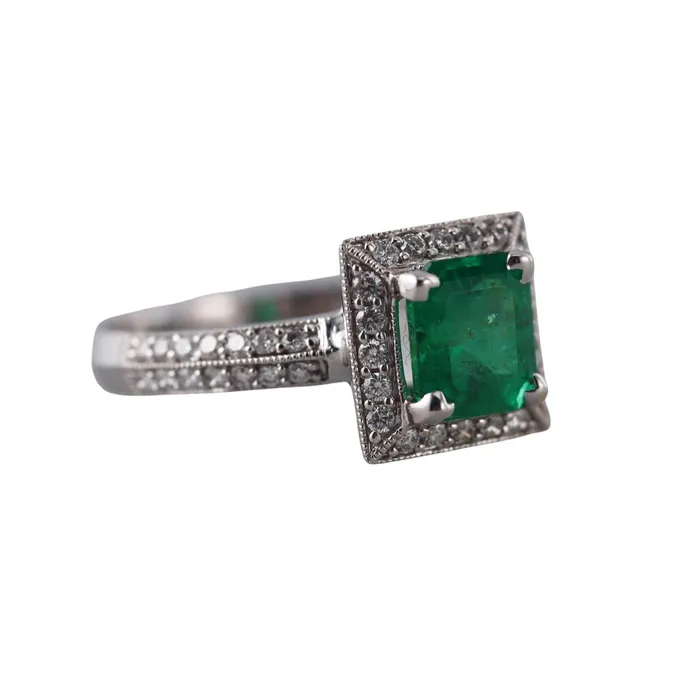 Rings Yael Yael 133ct Emerald Diamond Gold Ring