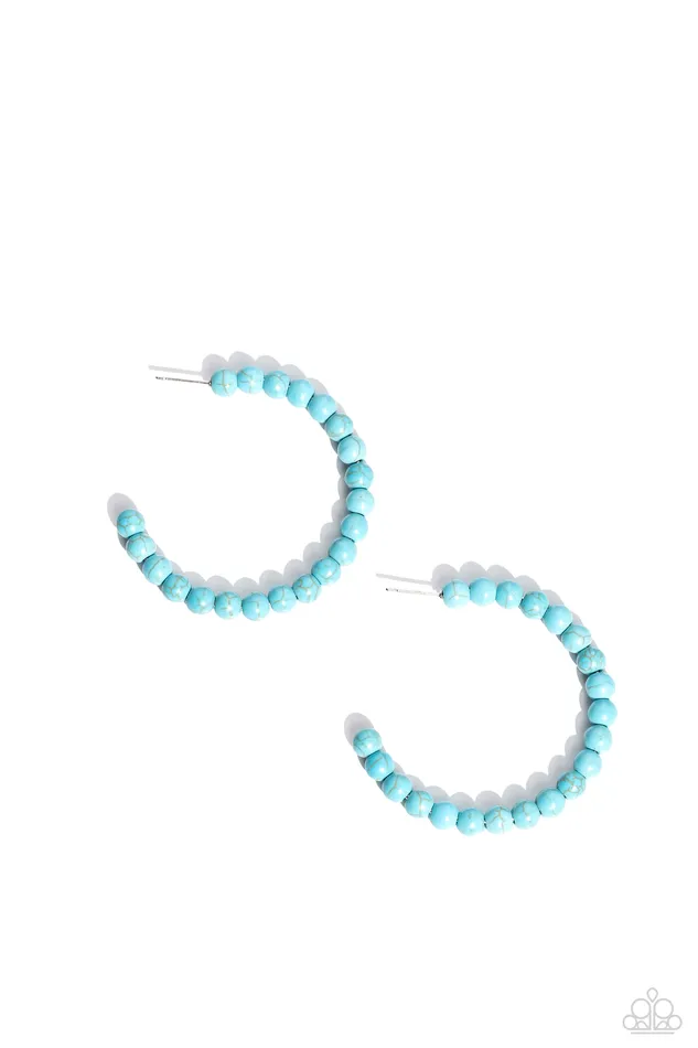 Rural Retrograde Blue Earrings Jewelry by Bretta Paparazzi Accessories Earrings