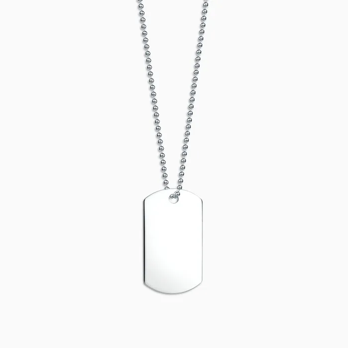 Sandy Steven Engravers Necklaces Engravable Mens FlatEdge Sterling Silver Dog Tag Slider Necklace with Ball Chain Large Sandy Steven Engravers Necklaces Engravable Mens FlatEdge Sterling Silver Dog Tag Slider Necklace with Ball Chain Large