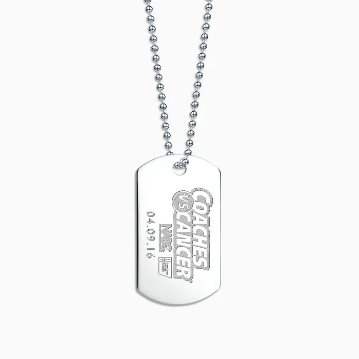Sandy Steven Engravers Necklaces Engravable Mens FlatEdge Sterling Silver Dog Tag Slider Necklace with Ball Chain Large