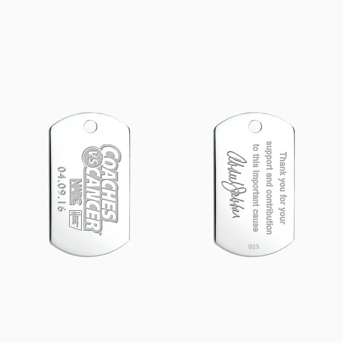 Sandy Steven Engravers Necklaces Engravable Mens FlatEdge Sterling Silver Dog Tag Slider Necklace with Ball Chain Large