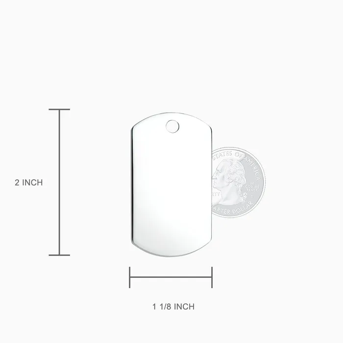 Sandy Steven Engravers Necklaces Engravable Mens FlatEdge Sterling Silver Dog Tag Slider Necklace with Ball Chain Large