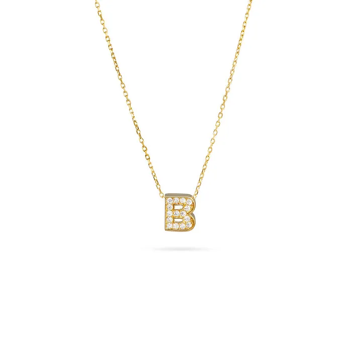 Senso Gold Necklaces Gold necklace with the letter B and encrusted zircons Senso Gold Symbols Senso Gold Necklaces Gold necklace with the letter B and encrusted zircons Senso Gold Symbols