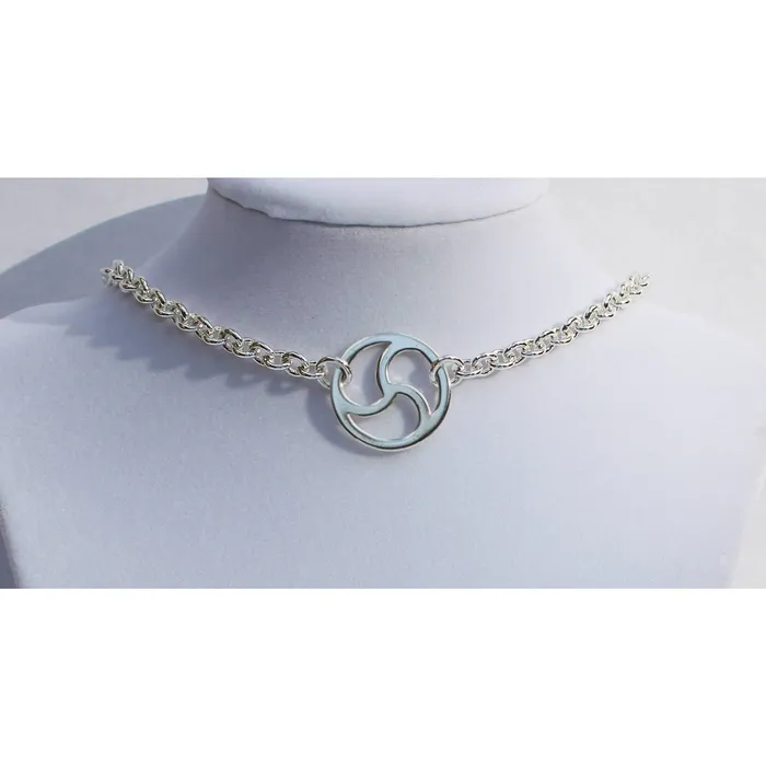 Sterling Silver Day Collar Discreet BDSM Symbol Medium Heavy Chain Choker Style Handmade Erosmoon Necklaces