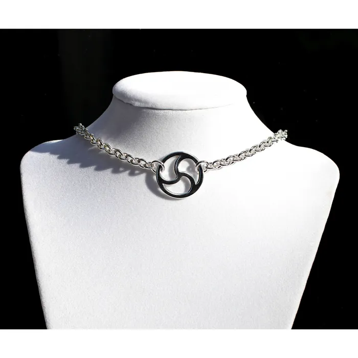 Sterling Silver Day Collar Discreet BDSM Symbol Medium Heavy Chain Choker Style Handmade Erosmoon Necklaces